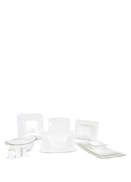 Diana Platin Beyaz Bone China 60 Parça 12 Kişilik Yemek Takımı