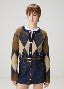 Lacivert Haki Desenli Hırka