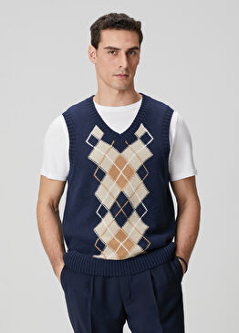 Lacivert Yün Karışımlı Süveter