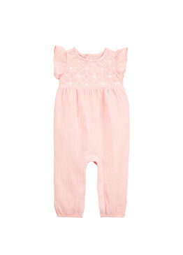Pembe Fırfır Kollu Kız Bebek Tulum