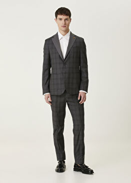 Antrasit Kare Desenli Yün Takım