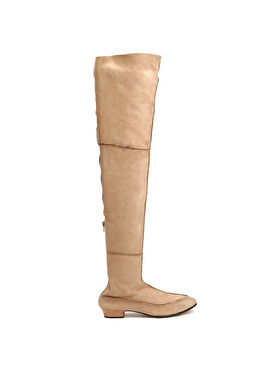 Bej Kadın Deri Çizme