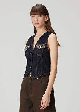 Lacivert Denim Yelek