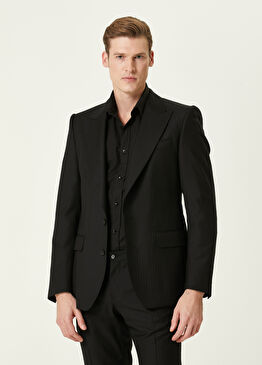 Sicillia Siyah Çizgili Yün Ceket