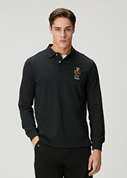 Siyah Polo Yaka Sweatshirt