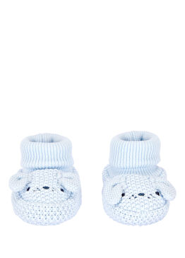 Mavi Tavşan Figürlü Pamuklu Erkek Bebek Patik