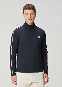 Mario Lacivert Yakası Fermuarlı Sweatshirt