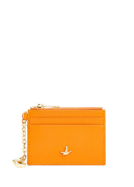 Turuncu Anahtarlık Detaylı Kadın Deri Kartlık
