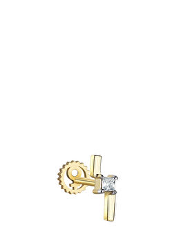 Taşlı Kadın Altın Kıkırdak Küpesi