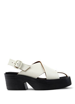 Billie Beyaz Deri Kadın Topuklu Sandalet K201725-003