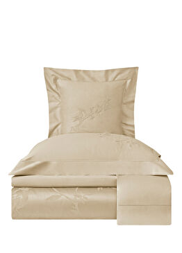 Clarins Bej Pamuklu Jakar King Size Nevresim Takımı 240 x 220 cm