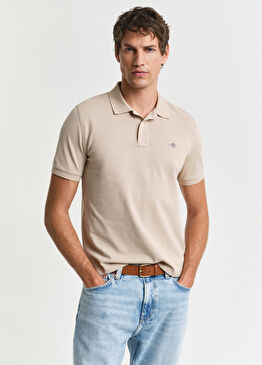 Bej Polo Yaka Regular Fit Kısa Kollu Erkek T-shirt