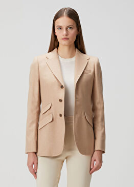 Bej Desenli Yün Blazer