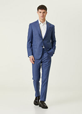 Açık Mavi Mikro Desenli Yün Takım Elbise