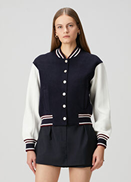 Lacivert Yün Bomber Ceket
