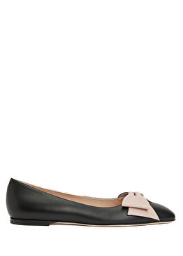 Siyah Fiyonklu Deri Babet