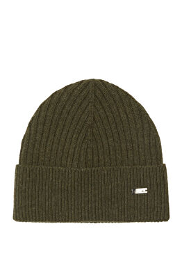 Yeşil Logo Detaylı Erkek Yün Bere