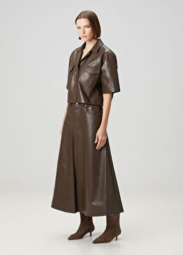 Cintia Kahverengi Midi Etek