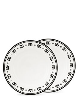 Siyah Beyaz 2li Porselen Tatlı Tabağı