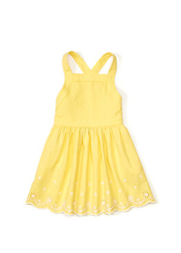 Sarı Kız Çocuk Keten Elbise