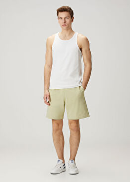 Sarı Logo Nakışlı Bermuda