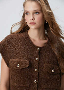 Tarçın Yumuşak Dokulu Triko Yelek