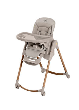 Minla Plus Beige 6'sı Bir Arada Ahşap Görünümlü 4 Tekerlekli Mama Sandalyesi
