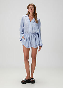 Mavi Çizgili Gömlek Tulum