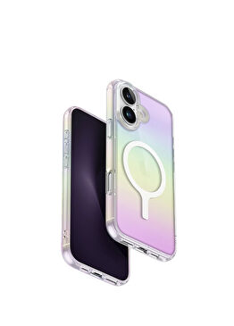 Iridescia iPhone 16 Beyaz Rainbow MagSafe Uyumlu Telefon Kılıfı