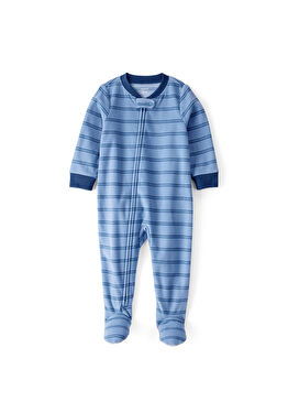 Mavi Çizgili Polar Erkek Bebek Tulum