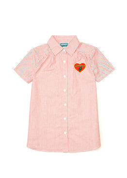 Kırmızı Çizgili Kız Çocuk Elbise