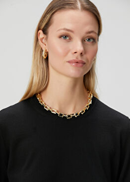 Gold Taşlı Zincir Kolye