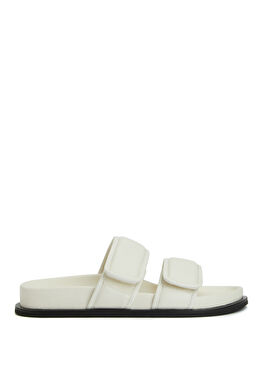 Krem Kadın Deri Terlik