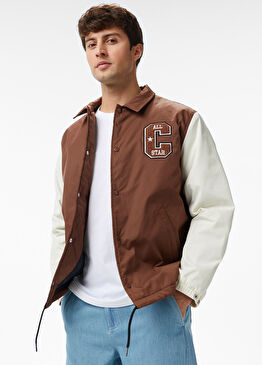 Kahverengi Renk Bloklu Erkek Yağmurluk