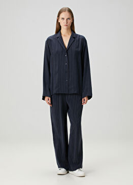 Jessica Lacivert Çizgili Pantolon