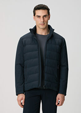 Lacivert Su Geçirmez Fermuarlı Casual Kaban