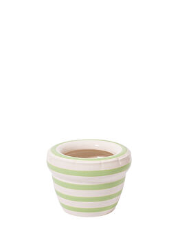 Louis Pistache Nil Yeşili Çizgili Seramik Saksı