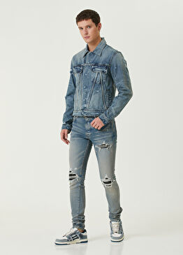 Mavi Yıpratmalı Jean Pantolon