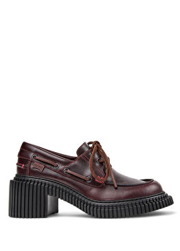 Pix London Bordo Deri Kadın Topuklu Makosen K201812-003