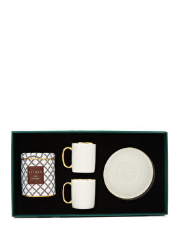 Ekru Gold 2li Porselen Türk Kahvesi Fincan Seti