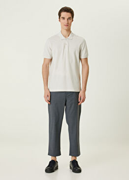 Mavi Beli Kordonlu Yün Pantolon