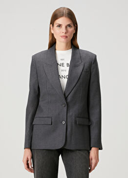 Koyu Gri Yün Blazer