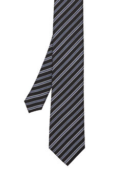 Siyah Çizgili İpek Kravat