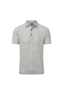 Açık Gri Dijital Kamuflaj Baskılı Polo Yaka Kısa Kollu Erkek Golf T-Shirt