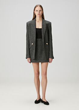 Siyah Desenli Mini Etek