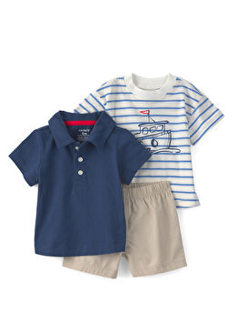 Ay Mavi T-Shirt Şort Erkek Bebek Set