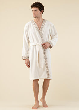 Laudel Bambu Ekru Unisex Bornoz 