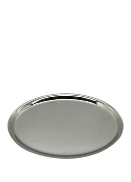 Gümüş Rengi Metal Oval Servis Tepsisi 30 cm