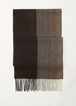 Kahverengi Balıksırtı Erkek Yün Atkı