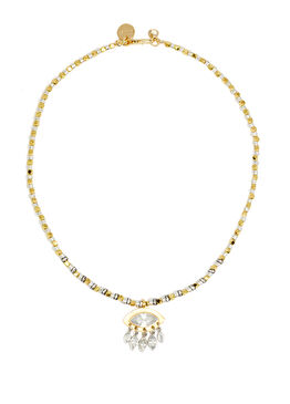 Silver Gold Doğal Taşlı Kadın Kolye